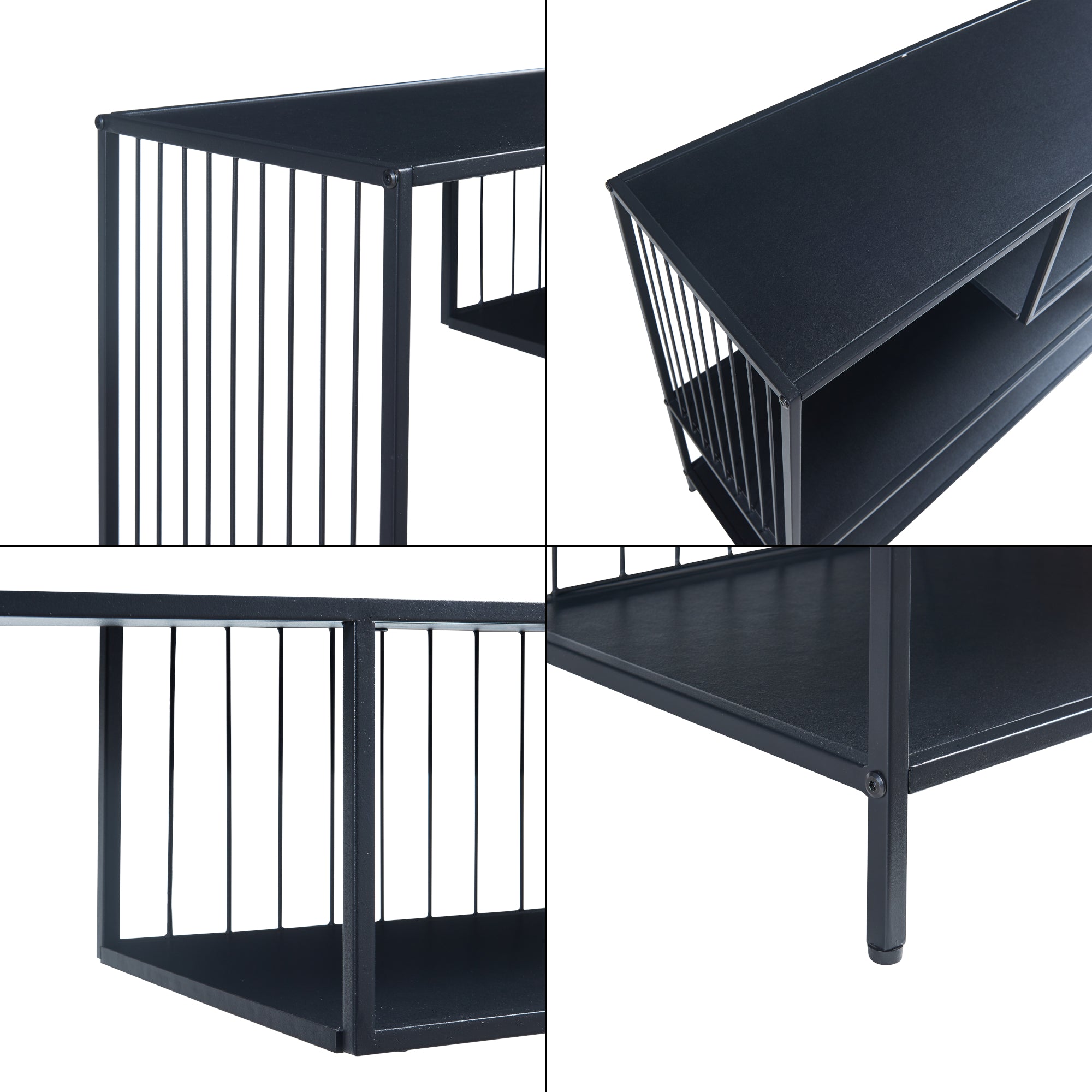 Tavolo a Consolle Oxelösund Scaffale Basso a 4 Piani 120x33x80 cm Nero [en.casa]