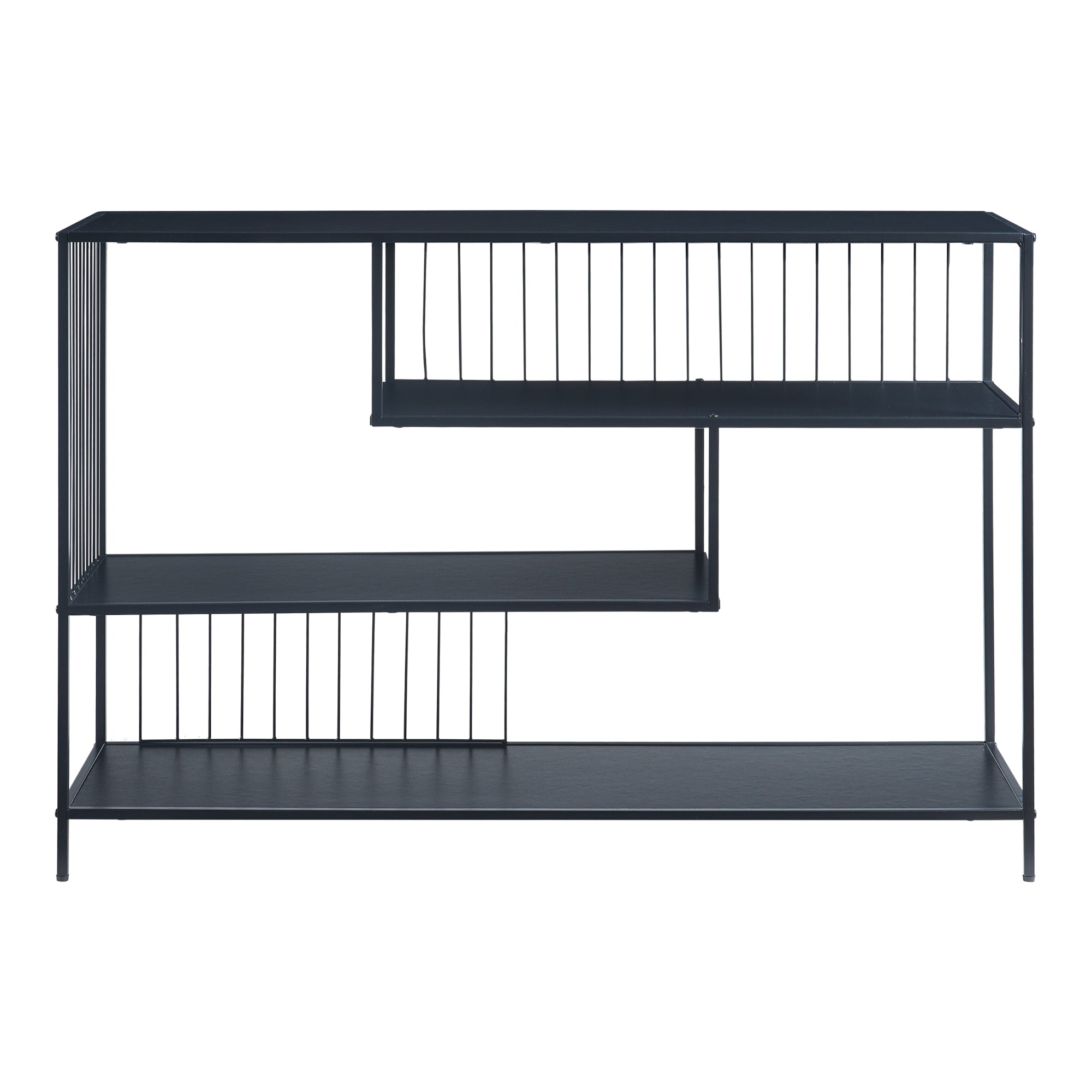 Tavolo a Consolle Oxelösund Scaffale Basso a 4 Piani 120x33x80 cm Nero [en.casa]