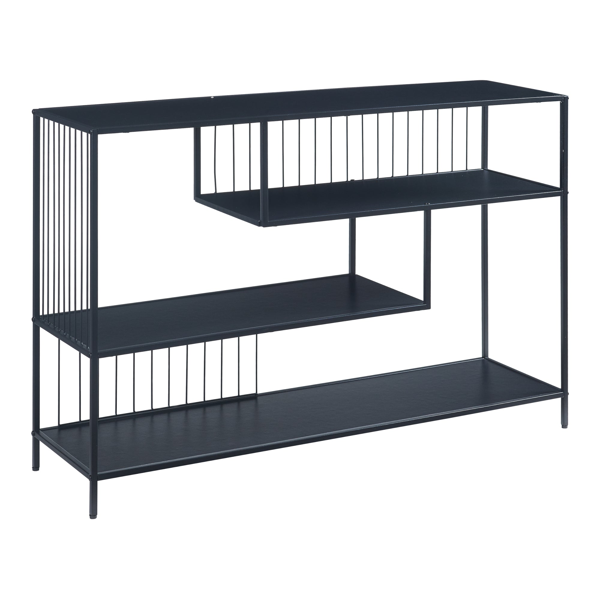 Tavolo a Consolle Oxelösund Scaffale Basso a 4 Piani 120x33x80 cm Nero [en.casa]