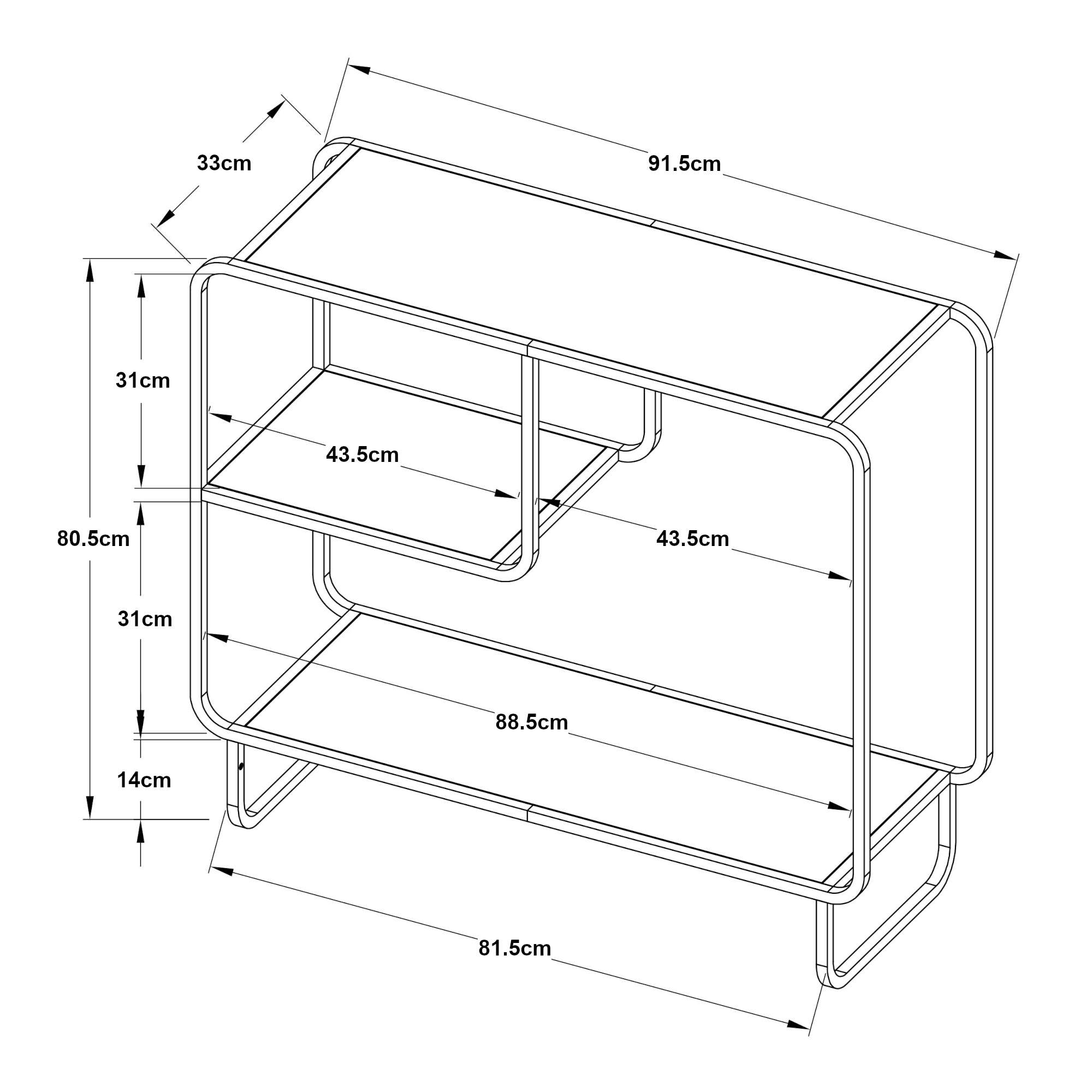 Tavolo Consolle Færder in Acciaio Nero Opaco 91,5 x 33 x 80,5 cm [en.casa]