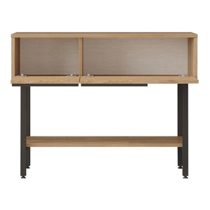 Tavolo Consolle Kvà¦nangen con Scomparti Chiusi e Ripiano 100x30x76 cm Effetto Rovere / Rattan [en.casa]