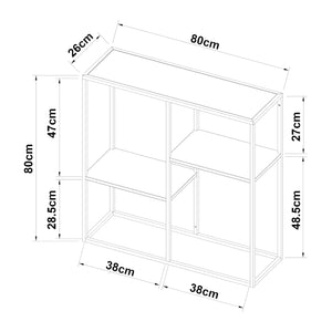 Tavolo a Consolle con 2 Ripiani Mobile Stretto da Ingresso Consolle in Acciaio Scaffale da Terra Espositore 80 x 80 x 26