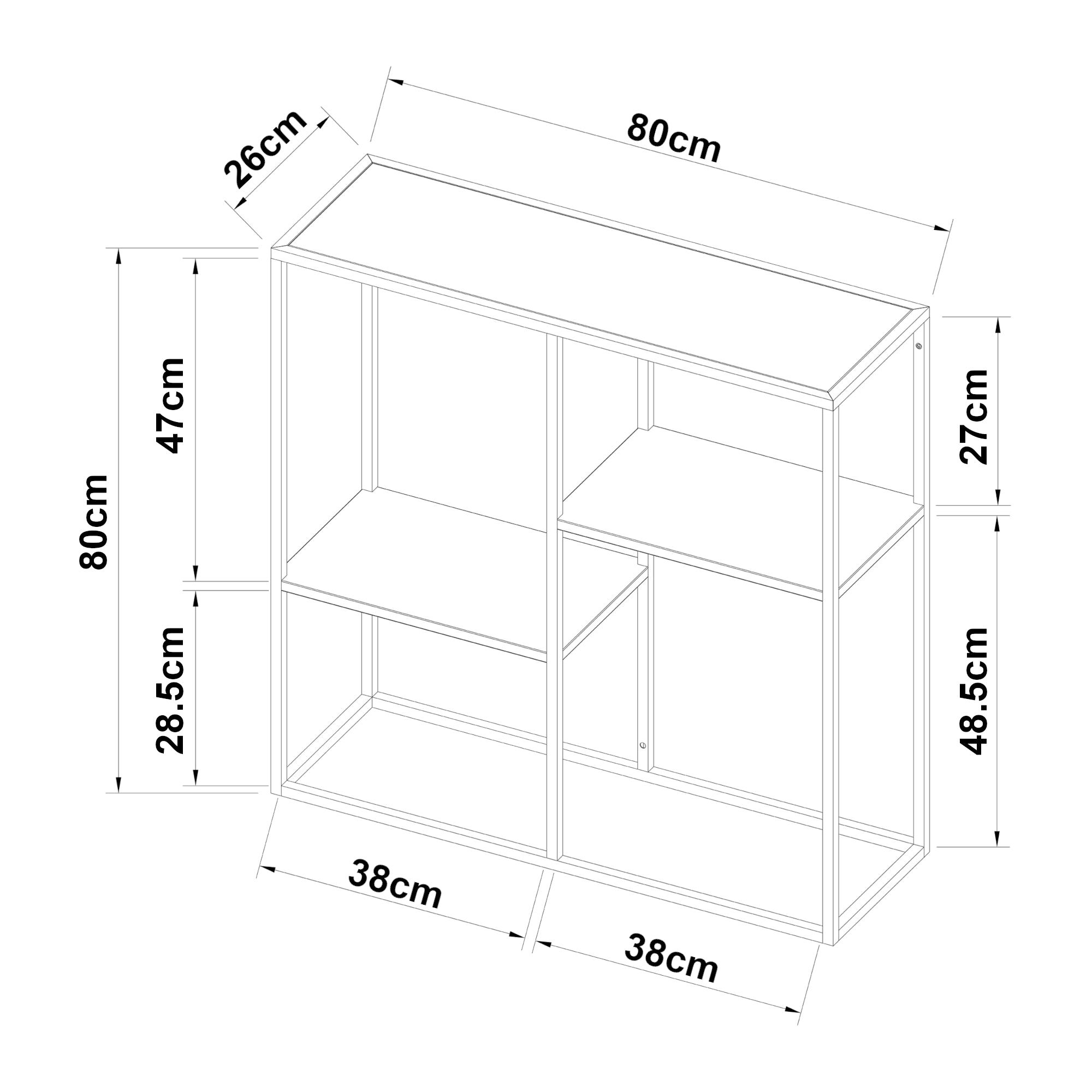 Tavolo a Consolle con 2 Ripiani Mobile Stretto da Ingresso Consolle in Acciaio Scaffale da Terra Espositore 80 x 80 x 26