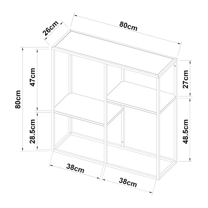 Tavolo a Consolle con 2 Ripiani Mobile Stretto da Ingresso Consolle in Acciaio Scaffale da Terra Espositore 80 x 80 x 26