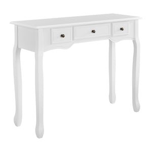 [en.casa] Tavolo Consolle Vintage con 3 Cassetti 78x100x35 da Salotto/Ingresso/Soggiorno Bianco