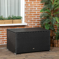 Baule Cassapanca da Giardino 95x60x58 cm in Rattan e Acciaio Nero