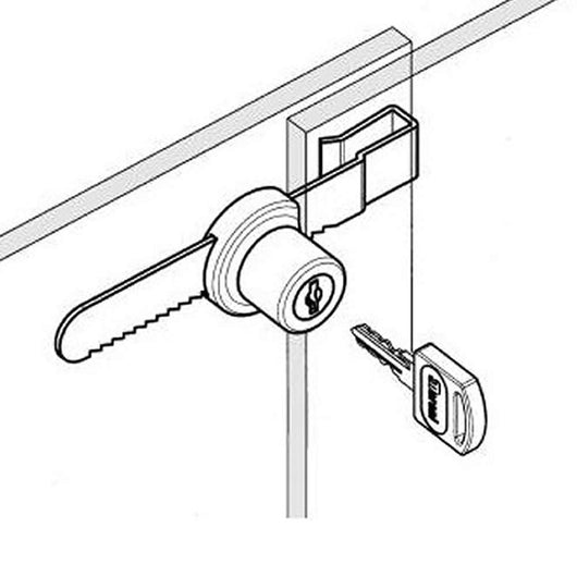 Serratura per vetrine scorrevoli mm.125 a cremagliera fissa