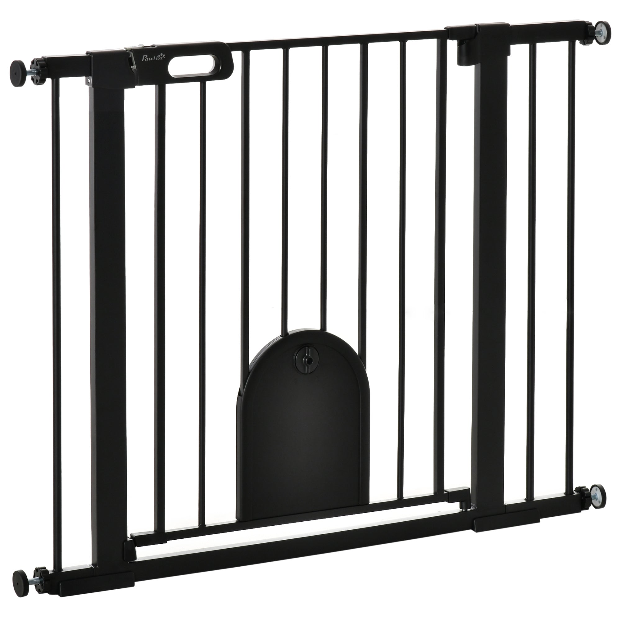 Cancelletto di Sicurezza per Cani con Porta Piccola Regolabile e Chiusura Automatica 75-103x76 cm Nero