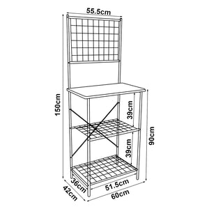 Scaffale da Cucina 'Nibe' Mobile da Stoccaggio Supporto per Microonde Organizzatore da Cucina con Parete a Griglia e