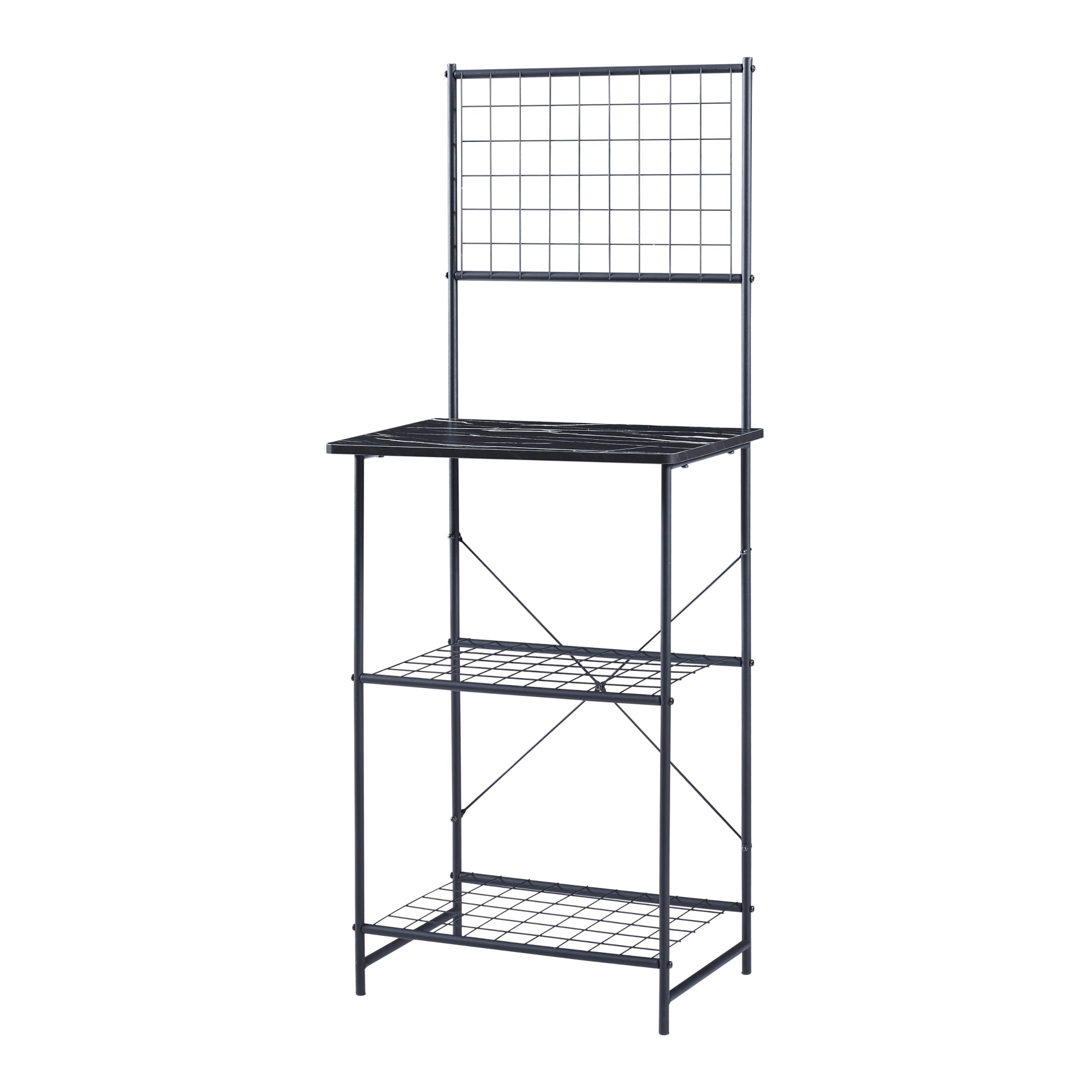 Scaffale da Cucina 'Nibe' Mobile da Stoccaggio Supporto per Microonde Organizzatore da Cucina con Parete a Griglia e