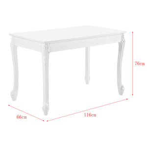 Tavolo da Pranzo Bianco in Stile Barocco con Decoro Floreale 116 x 66 x 76 cm Tavolo Rettangolare con Gambe di Plastica