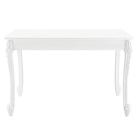 Tavolo da Pranzo Bianco in Stile Barocco con Decoro Floreale 116 x 66 x 76 cm Tavolo Rettangolare con Gambe di Plastica