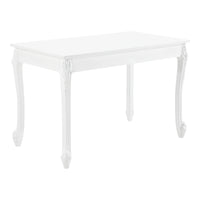 Tavolo da Pranzo Bianco in Stile Barocco con Decoro Floreale 116 x 66 x 76 cm Tavolo Rettangolare con Gambe di Plastica