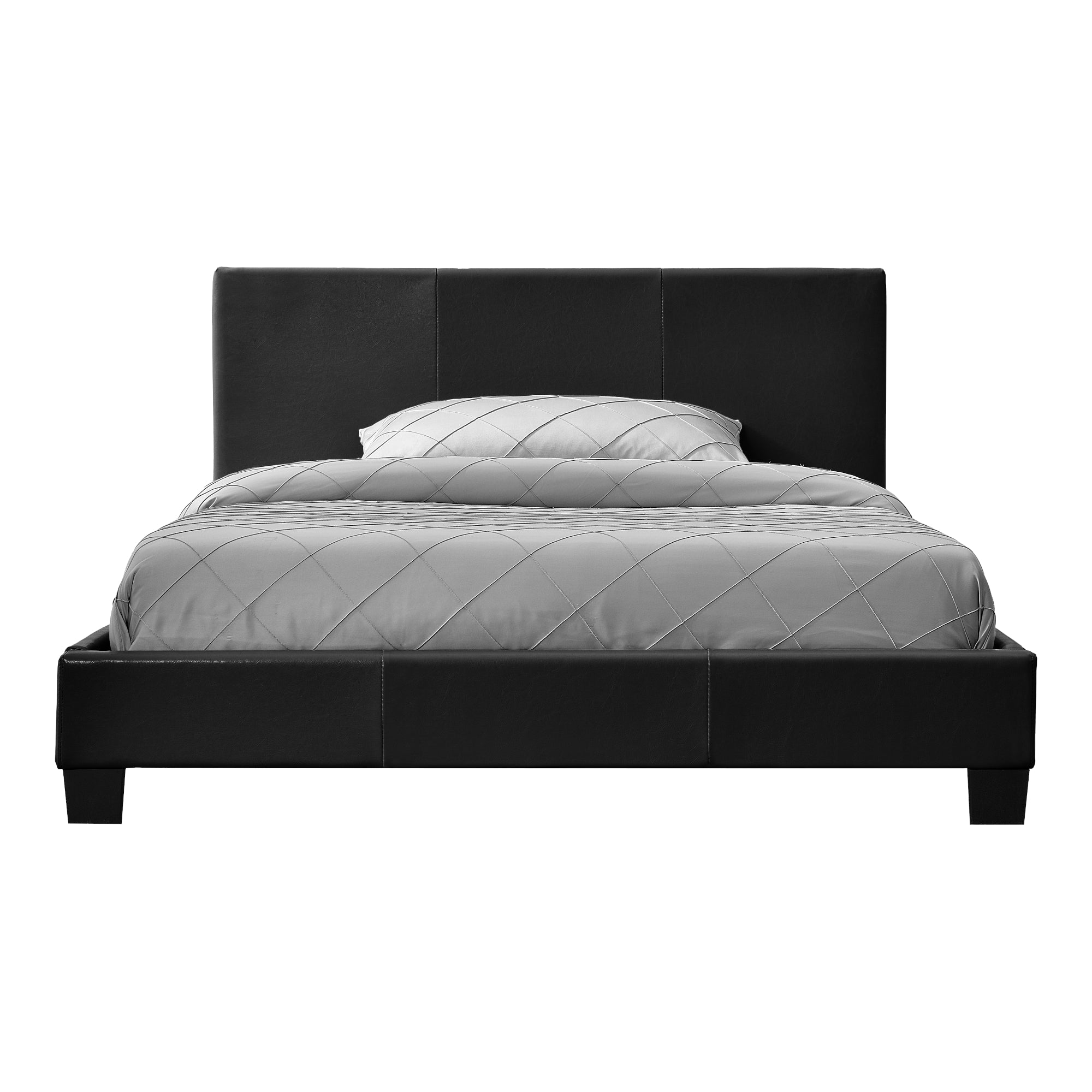 Letto Francese Albacete con Testiera Alta e Materasso 140x200 cm Similpelle Nero Corium