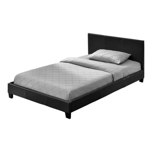 Letto Francese Albacete con Testiera Alta e Materasso 140x200 cm Similpelle Nero Corium