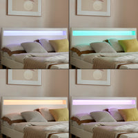 Letto imbottito corium con illuminazione LED (Paris) e materasso (140x200cm)(bianco)(schiuma a freddo) - In similpelle /