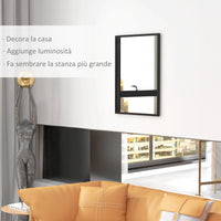 Specchio da Parete Rettangolare con Ganci 60x80 cm in Vetro e MDF Nero