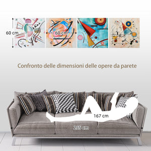 EasyComfort Stampa su Tela Astratta in Legno di Pino, 4 Pezzi 60x60cm per Casa e Ufficio, Multicolore