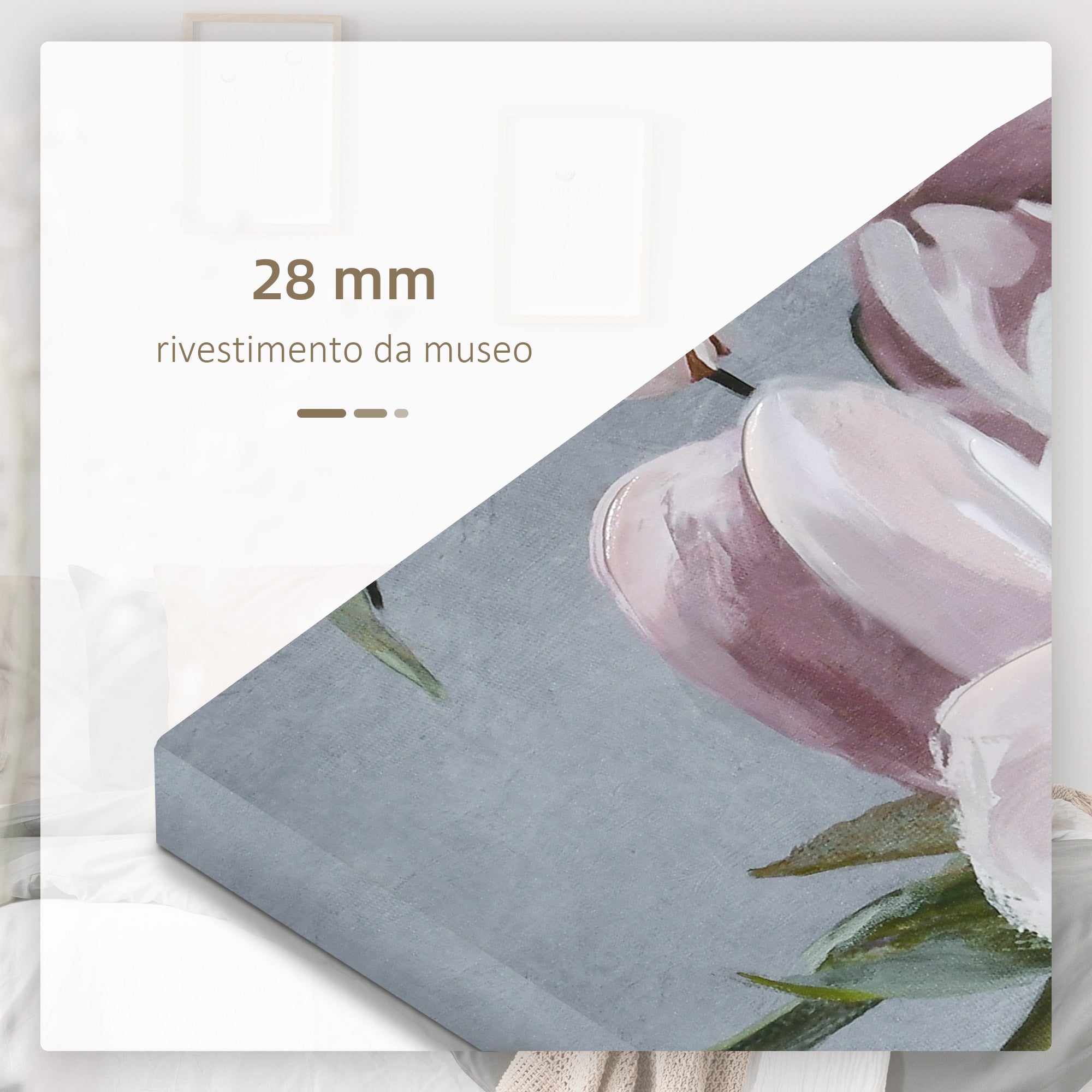 EasyComfort Stampa su Tela con Peonie, 5 Pezzi per Casa e Ufficio, Tela in Legno di Pino e Vernice ad Acqua, 200x100cm, Multicolore