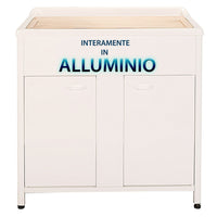 Mobile Lavatoio da Esterno in Polipropilene e Alluminio 75x60x83 cm con Vasca Singola Bianco