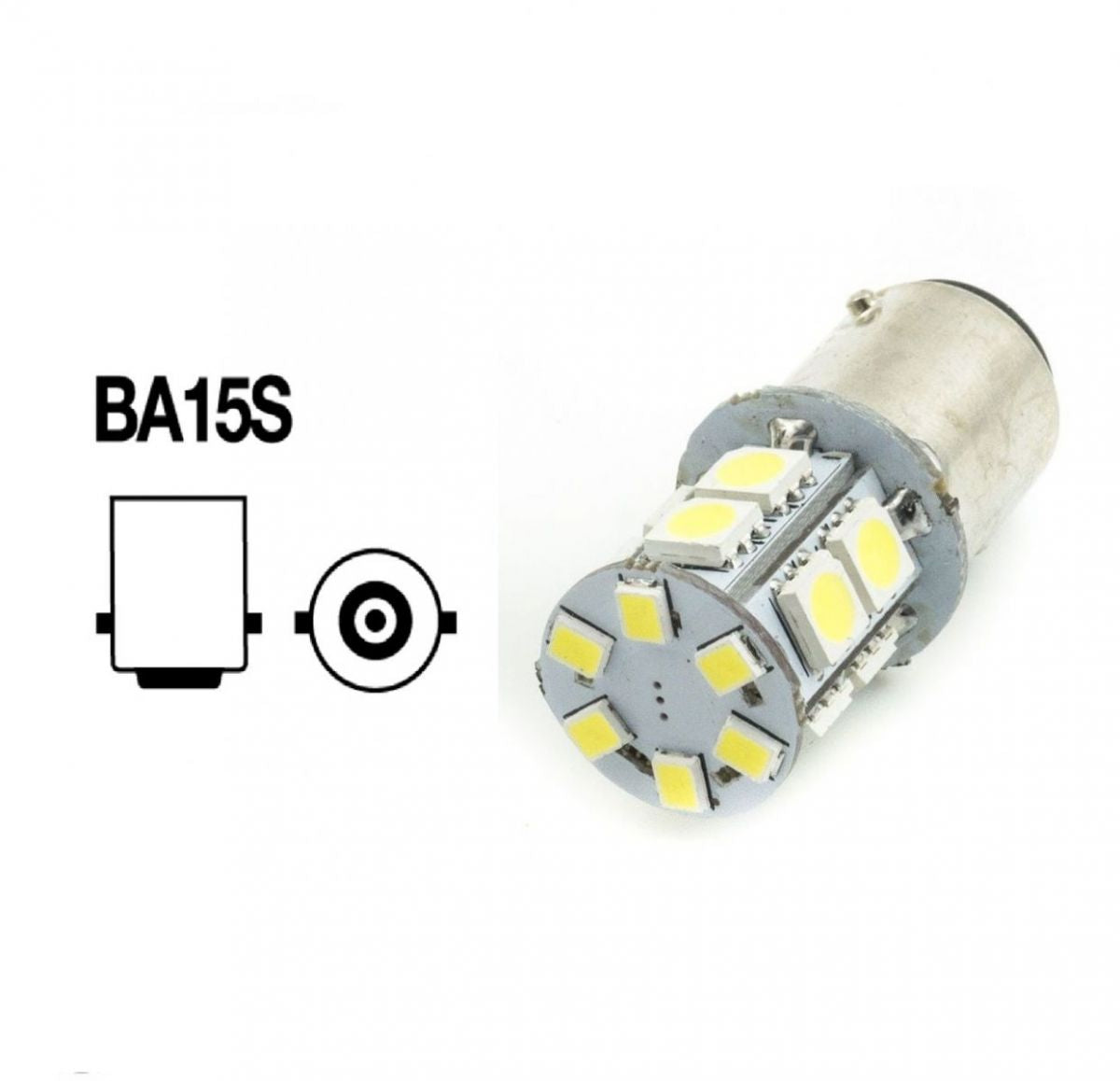 LAMPADA LAMPADINA AUTO 16 LED SMD AUTO A BAIONETTA BA15S 2 PIN LUCE BIANCA 2PZ 