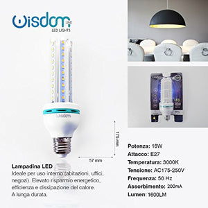 LAMPADINA LED 16W E27 1600 LUMEN 3000K