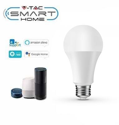 LAMPADINA LED WIFI E27 9W A60 RGB+WHITE 6000K  V-TAC SMART HOME