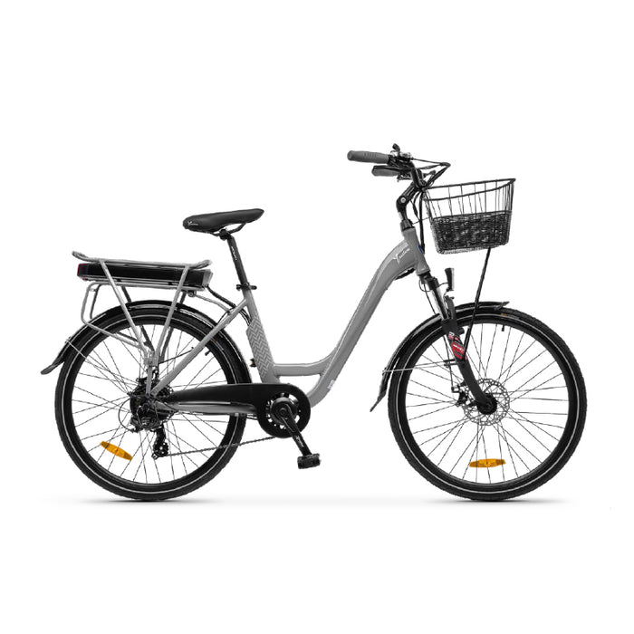 LANCIA Y INCANTO (LN-BI-220001) CITY E-BIKE (GRIGIO) - BICICLETTA ELETTRICA - RUOTE 26""X1.50"" - MOTORE BAFANG 250W 36V - BATTERIA  36V 10.4AH - TELAIO IN ALLUMINIO - FORCELLA AMMORTIZZATA - AUTONOMIA FINO AD 70KM