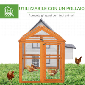 Pollaio Gabbia per Galline 140x88,5x106 cm in Legno con Rete Metallica Arancione