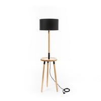 Lampada da Terra 40x40xH135 cm in Tessuto e Legno Acrux Nero