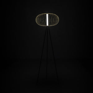 Lampada da Terra a LED 50x50xH150 cm in Acciaio e Metallo Mizar Ottone Lucido