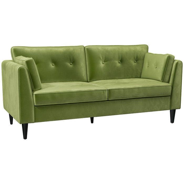 Divano 2 Posti Stile Classico Trapuntato a Bottoni 172x75x82 cm in Velluto Verde