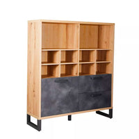 Libreria 1 Anta 2 Cassetti 131,6x35x147,2 cm in Truciolare Nobilitato Quercia e Ardesia