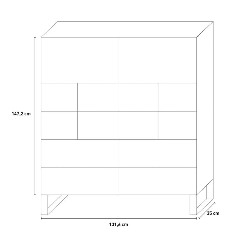 Libreria 1 Anta 2 Cassetti 131,6x35x147,2 cm in Truciolare Nobilitato Quercia e Ardesia