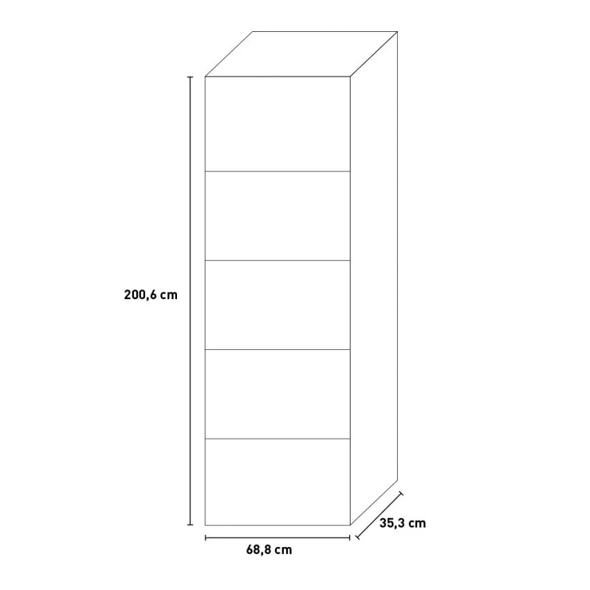 Libreria 5 Ripiani 68,8x35,3x200,6 cm in Truciolare Nobilitato Cemento