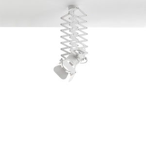 Lampadario a pantografo in alluminio bianco  cm. Ø.12 x P.22