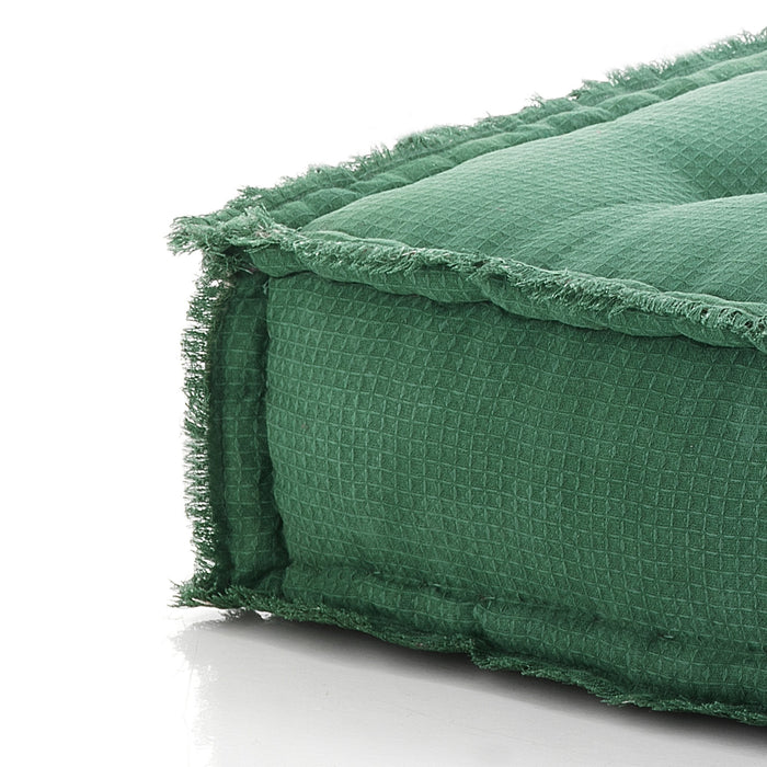 Pouf quadrato in cotone verde non sfoderabile