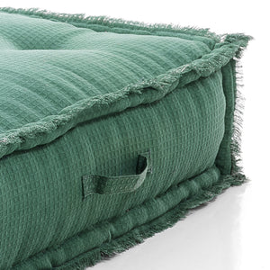 Pouf quadrato in cotone verde non sfoderabile