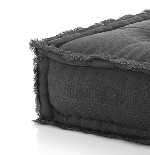 Pouf quadrato in cotone grigio non sfoderabile