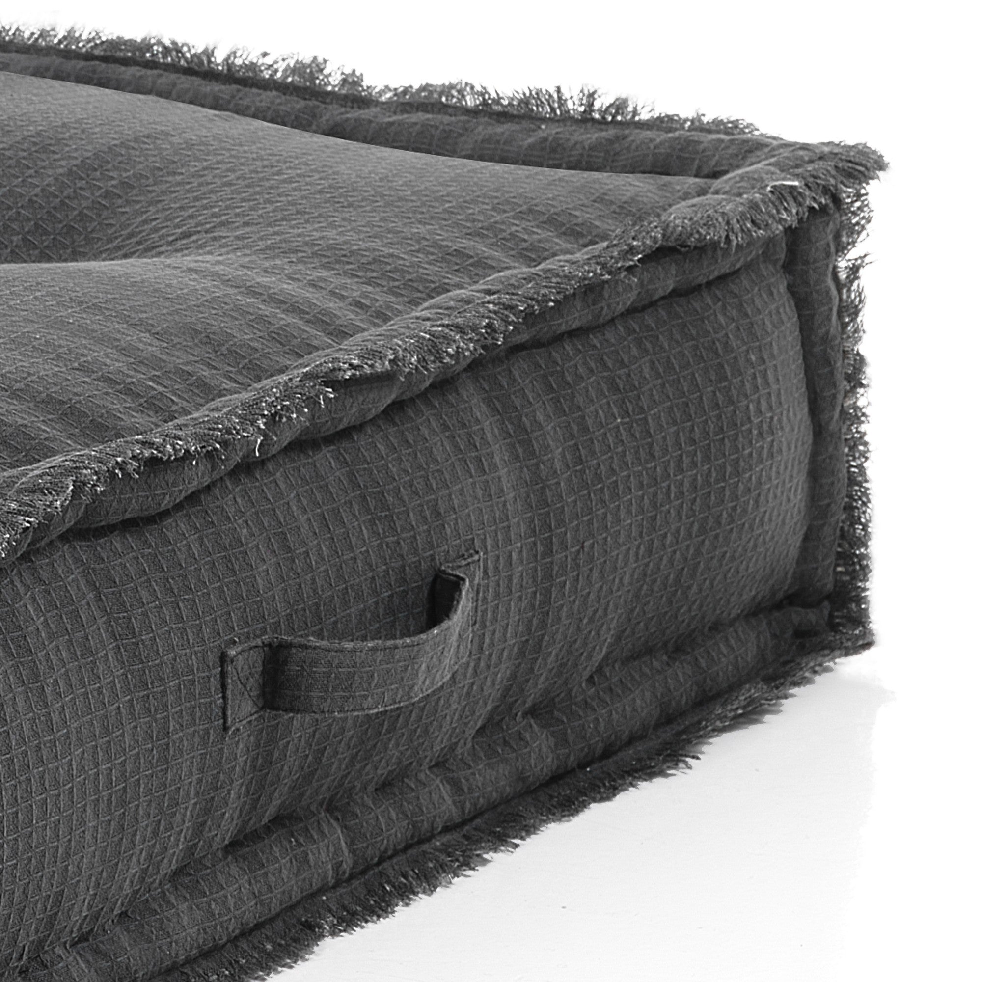 Pouf quadrato in cotone grigio non sfoderabile