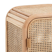 Armadietto a 2 ripiani in rattan e pelle naturale beige