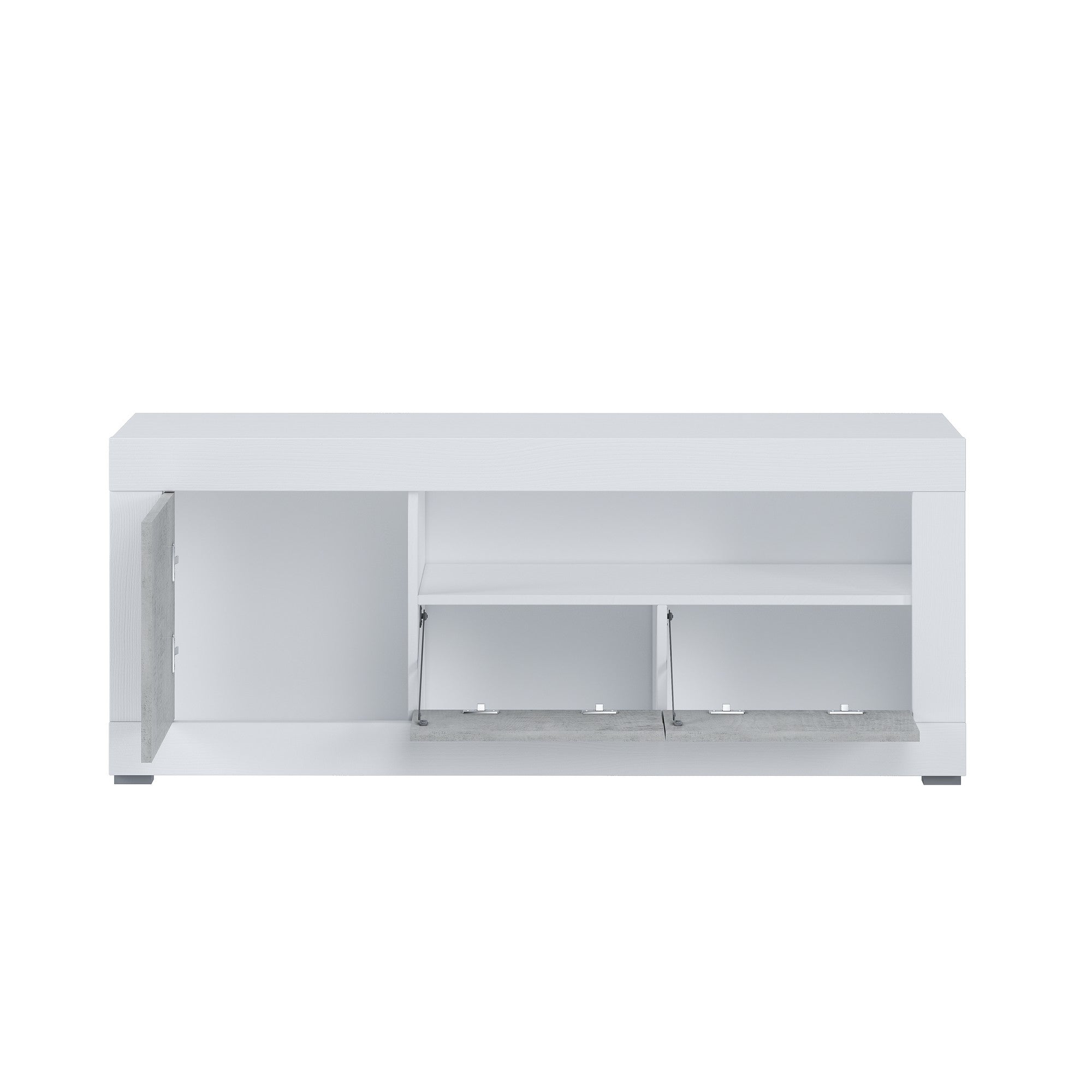 Porta tv effetto legno finitura larice bianco cm. H.56 x L.138 x P.42