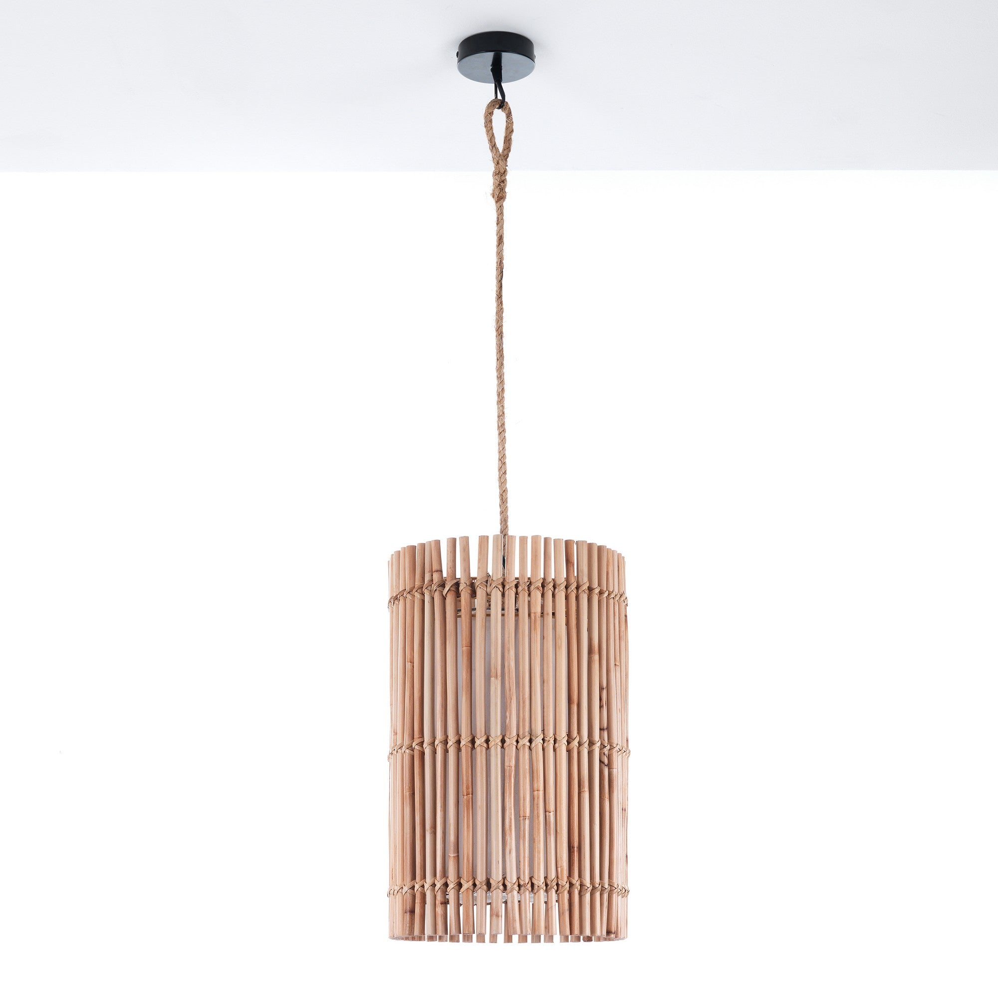 Lampadario a filo in rattan colore naturale per esterno