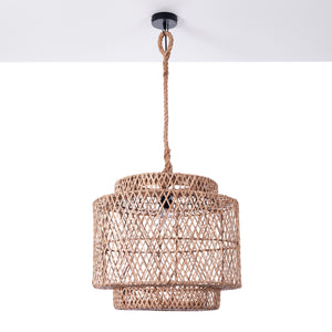 Lampadario a filo in rattan colore naturale per esterno