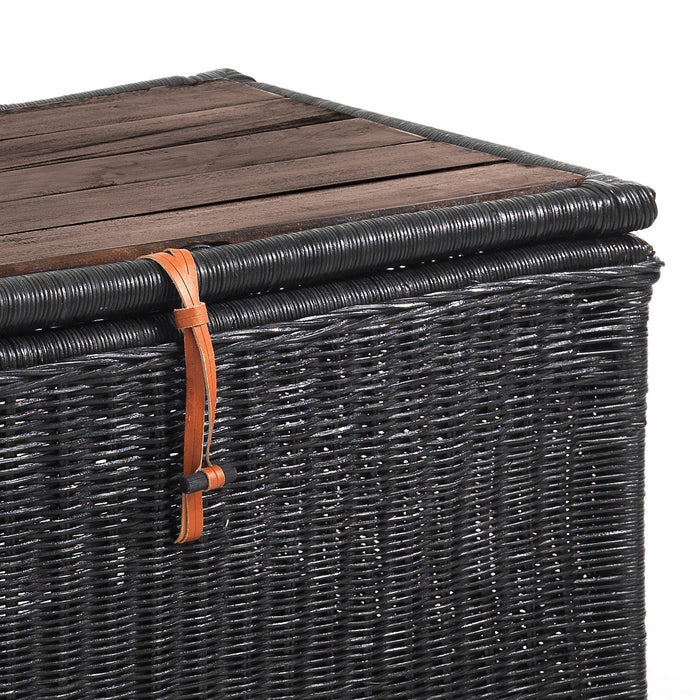 Tavolino contenitore in rattan nero per esterno