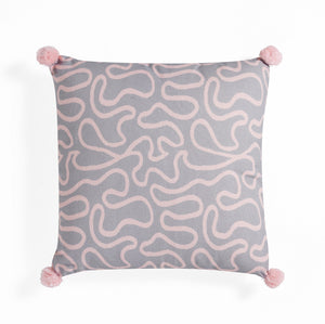 Cuscino in cotone grigio e rosa sfoderabile