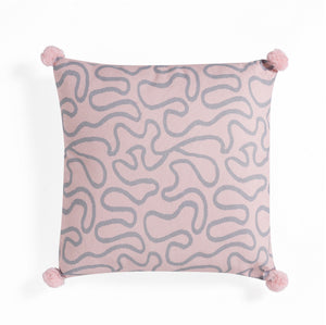 Cuscino in cotone grigio e rosa sfoderabile