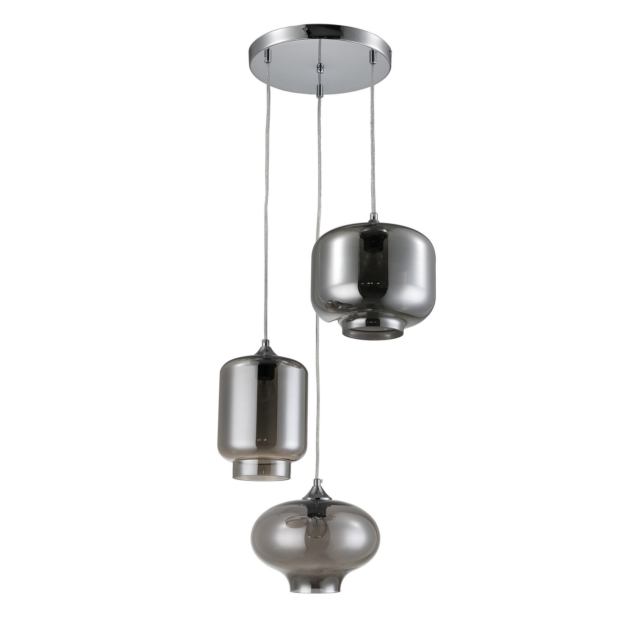 Lampadario in vetro specchiato fumè cm. H126 Ø47