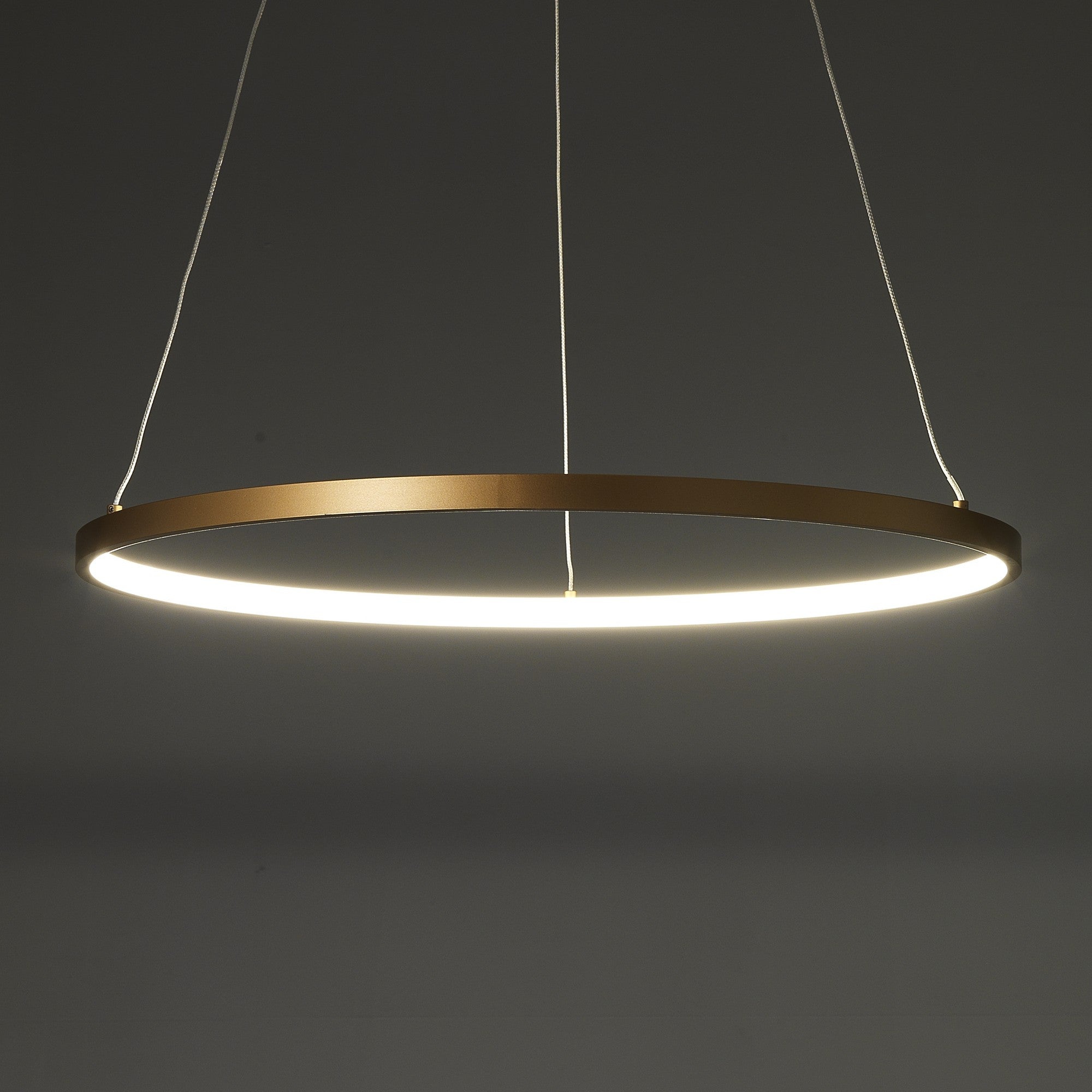 Lampadario ad anello in allumino oro satinato cm. H.92  x Ø.60