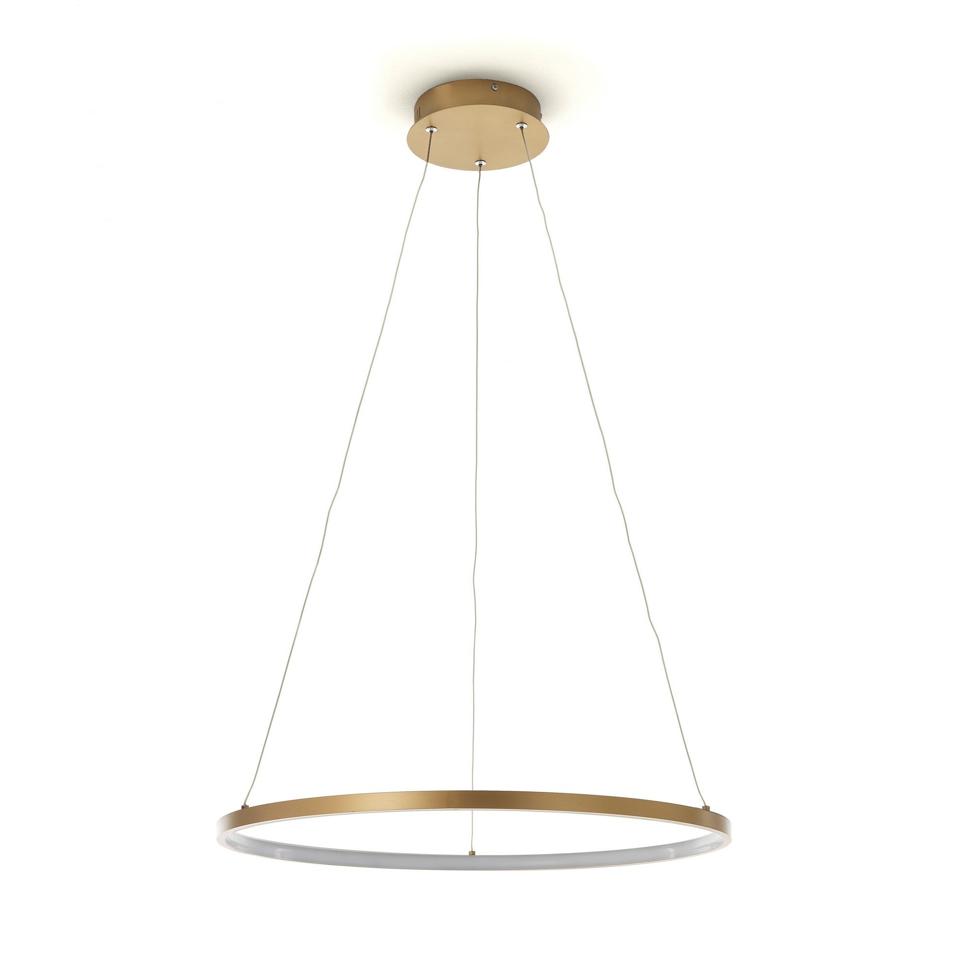 Lampadario ad anello in allumino oro satinato cm. H.92  x Ø.60